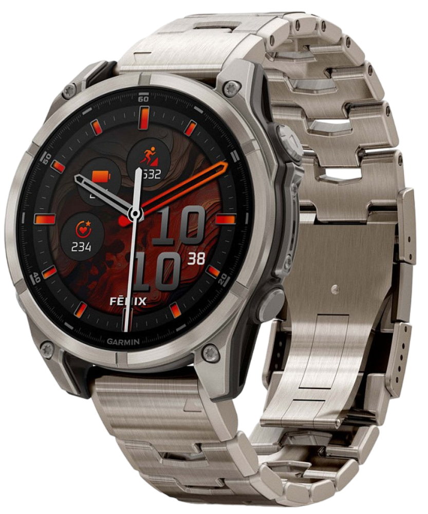 Garmin Fenix 8 AMOLED Sapphire 47мм Светло-серые с титановым ремешком