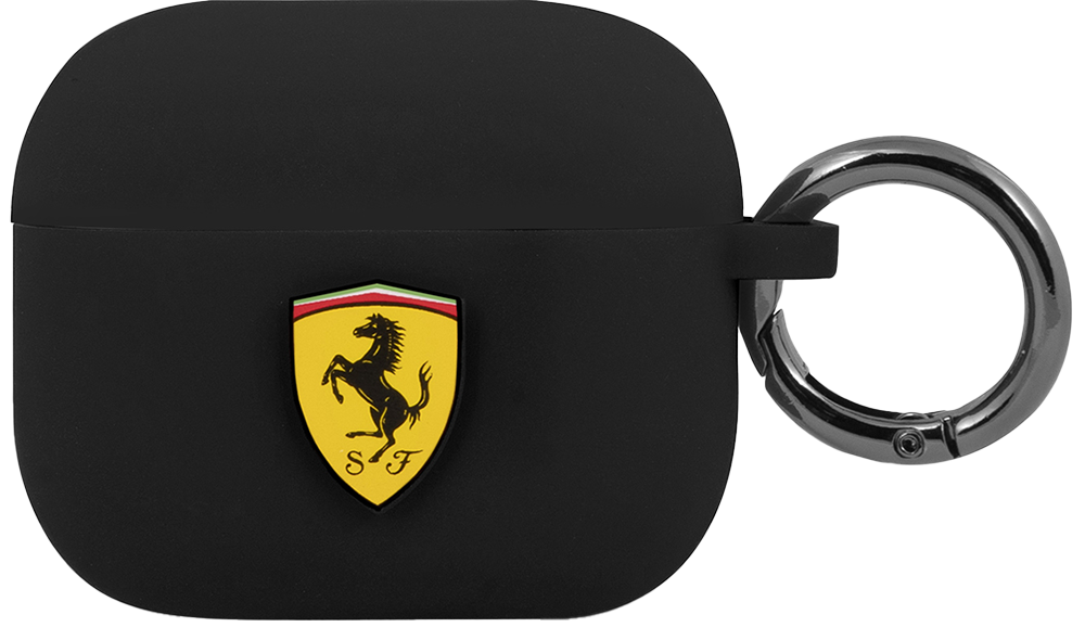 Ferrari для Airpods 3 Silicone case with ring Черный
