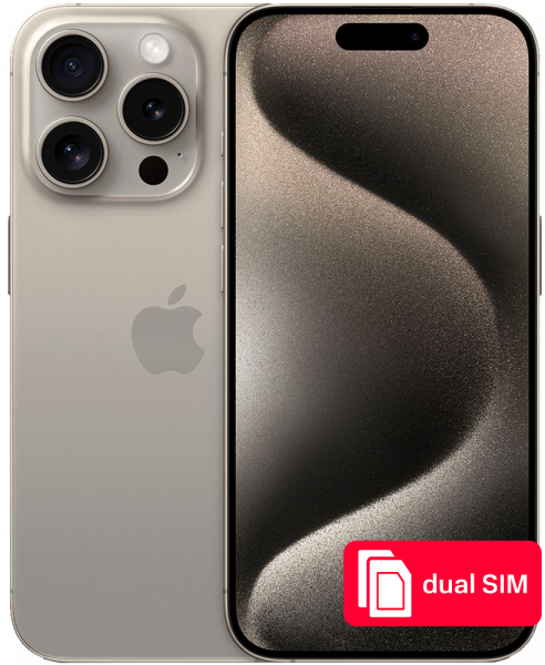 Смартфон Apple iPhone 15 Pro 256Gb SIM + SIM Натуральный титан