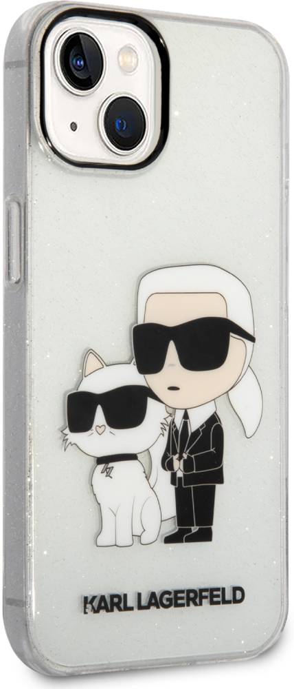 Karl Lagerfeld для iPhone 15 Iml Glitter Black Outline Case Nft Karl & Choupette Прозрачный (KLHCP15SHNKCTGT)