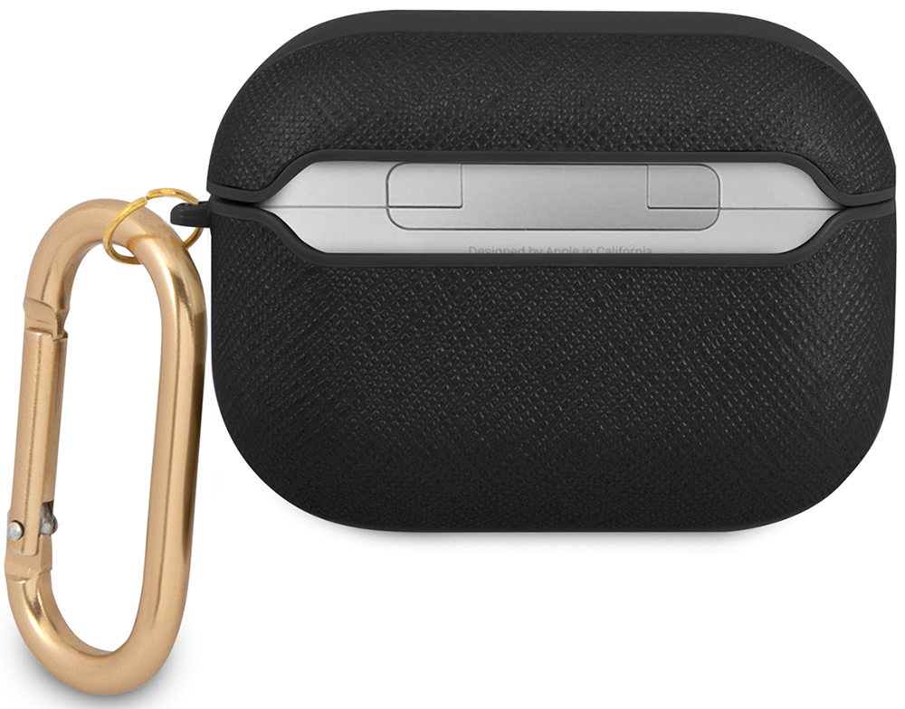 Guess для Airpods Pro PU Saffiano with metal logo and carabin Черный