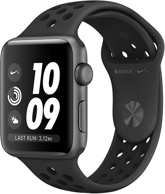 Apple Watch Nike+ Series 3 38 мм серый космос + ремешок Nike черный (MQKY2RU/A)