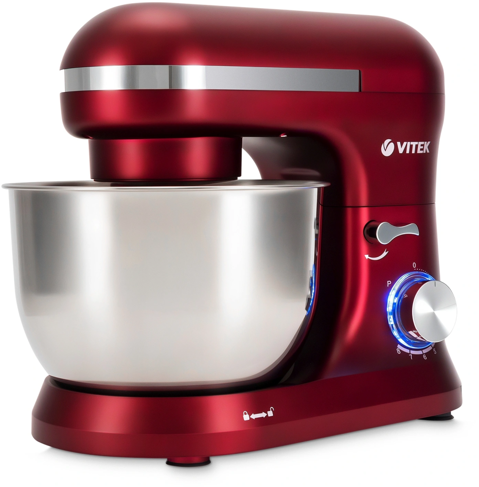 Миксер планетарный Vitek VT-PM0111, 1500Вт, вишневый